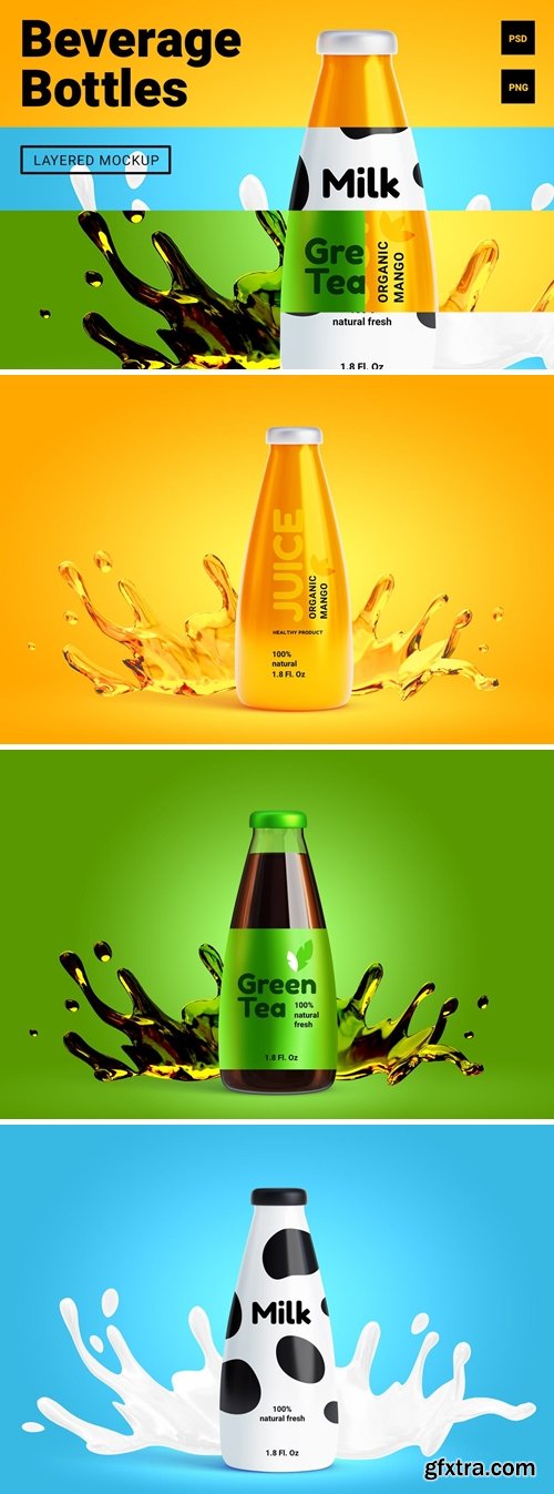 3d beverage bottles mockup