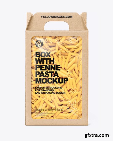 Kraft Box with Penne Pasta Mockup 76905