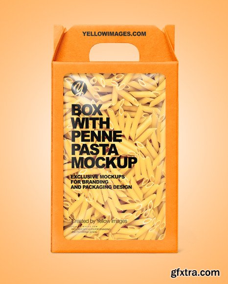 Kraft Box with Penne Pasta Mockup 76905