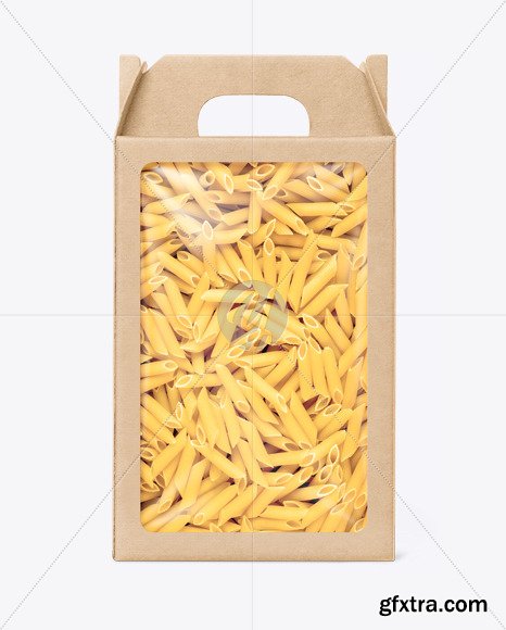 Kraft Box with Penne Pasta Mockup 76905