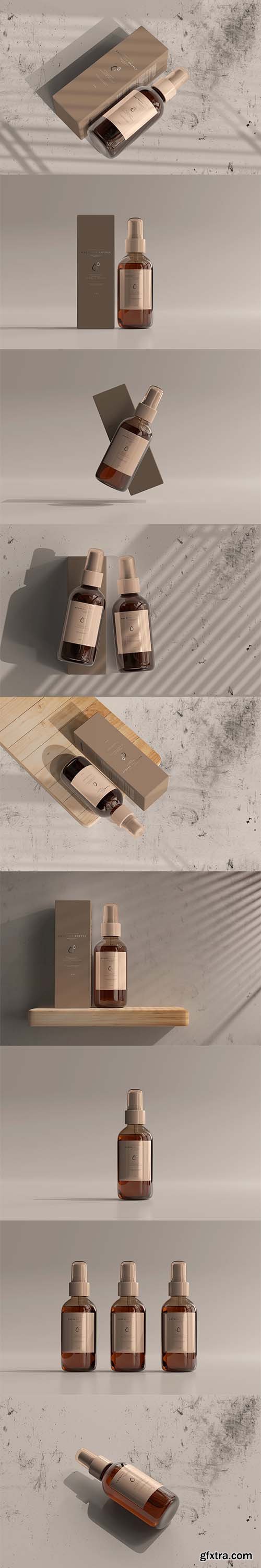 CreativeMarket - Amber Cosmetic Spray Bottle Mockup 5990014