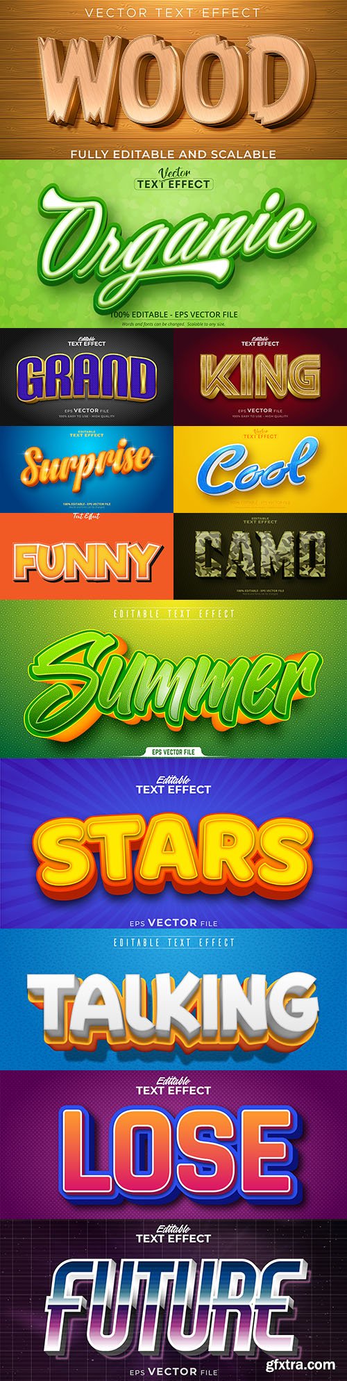 Editable font and 3d effect text design collection illustration 54
