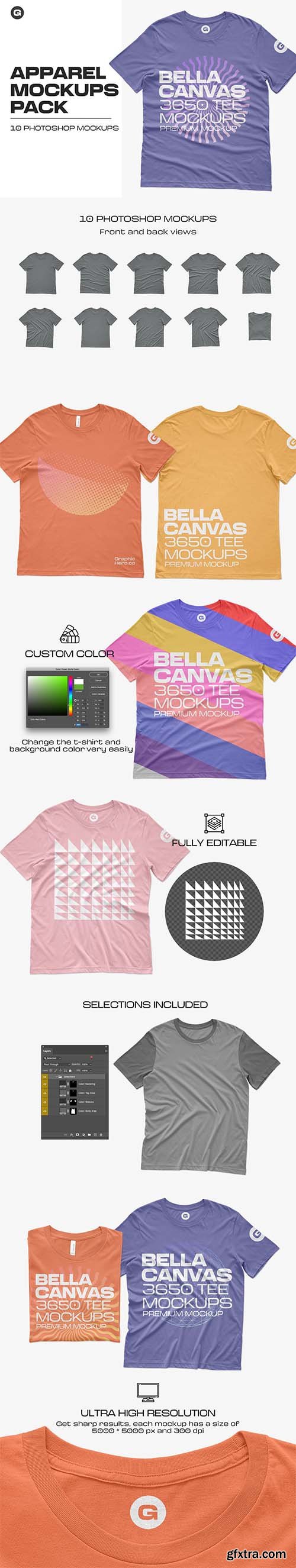 CreativeMarket - Bella 3650 Short Sleeve Tee Mockups 5959462