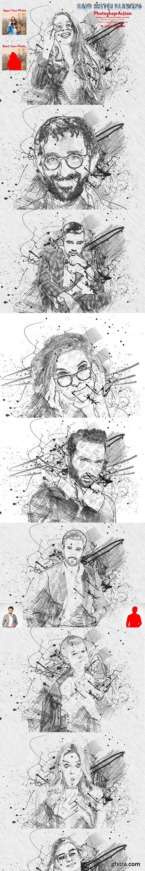 CreativeMarket - Hand Sketch Drawing Photoshop Action 5928727