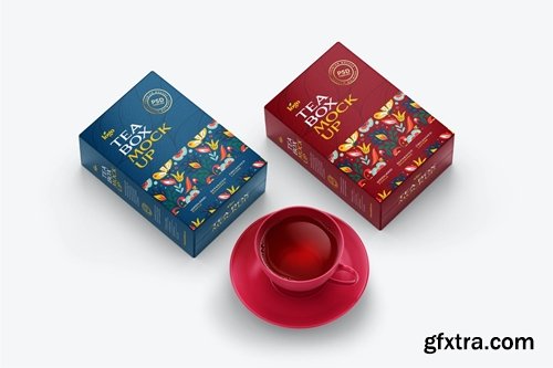 Tea Box with Cup Packaging Mockup