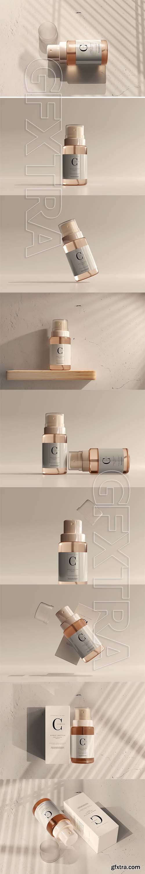 CreativeMarket - Glass Cosmetic Spray Bottle Mockup 6006696