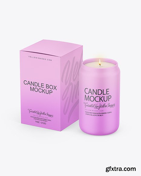 Paper Box W/ Matte Candle Mockup 77130