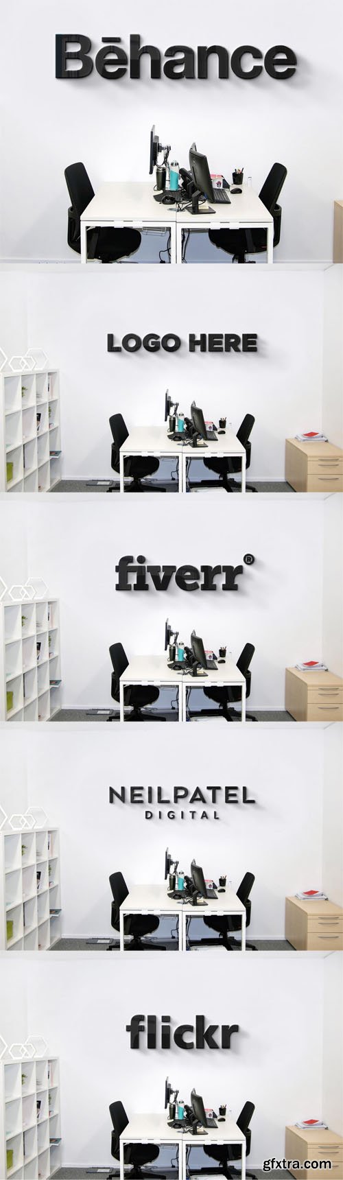 Company Office Wall Logo PSD Mockup