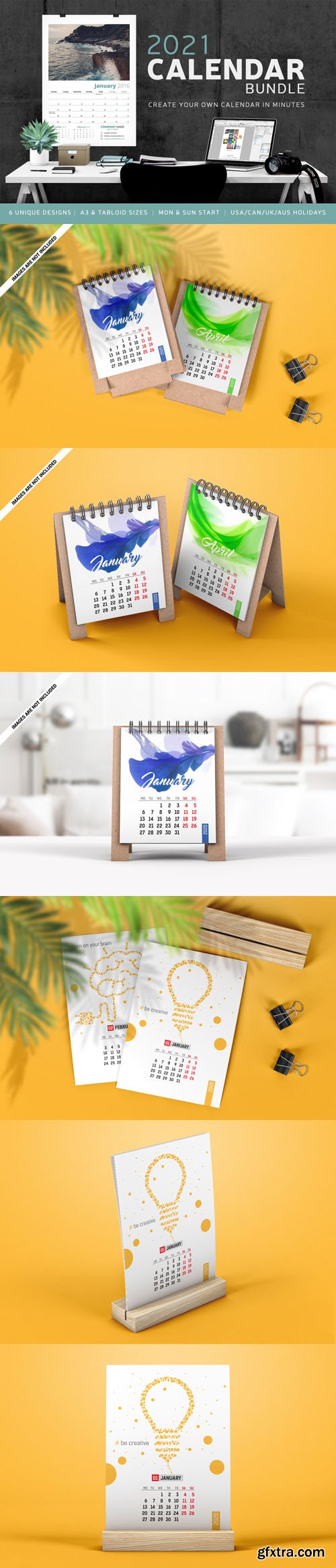 2021 Calendar Bundle - Professional Calendar Grids & Calendars for 2021