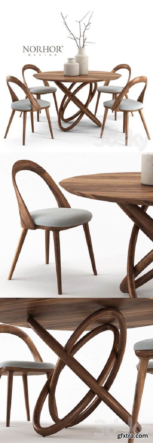 NORHOR Bergen round table and Walnut chair