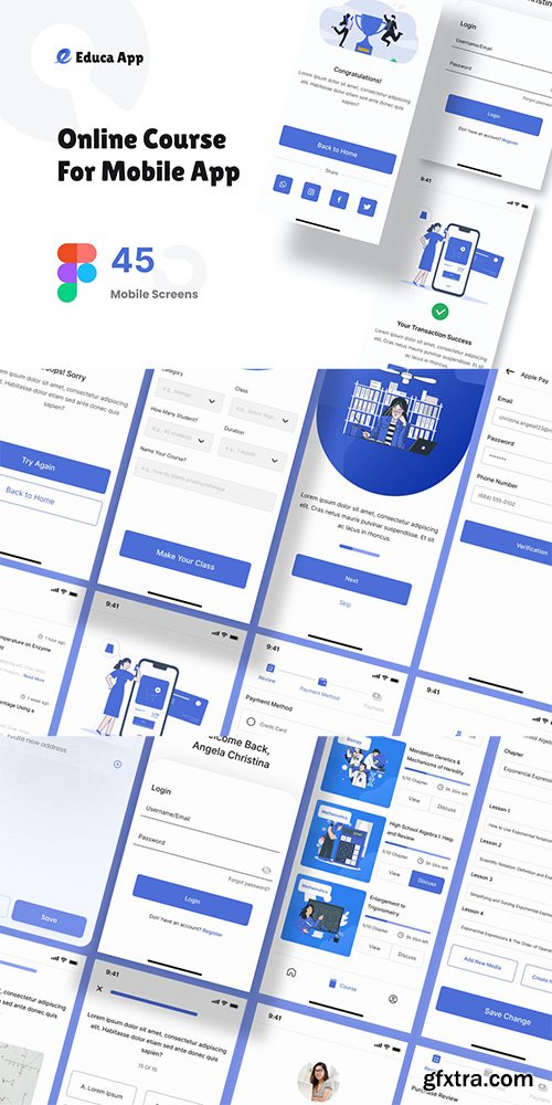 Educa - Education Mobile App UI kit Figma