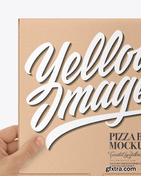 Hands with Mini Kraft PIzza Box Mockup 77024