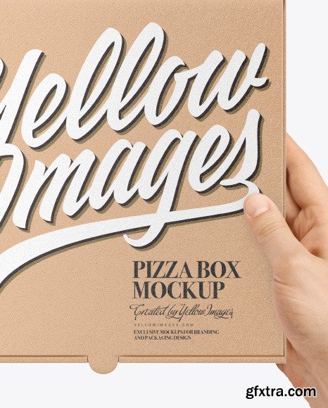 Hands with Mini Kraft PIzza Box Mockup 77024