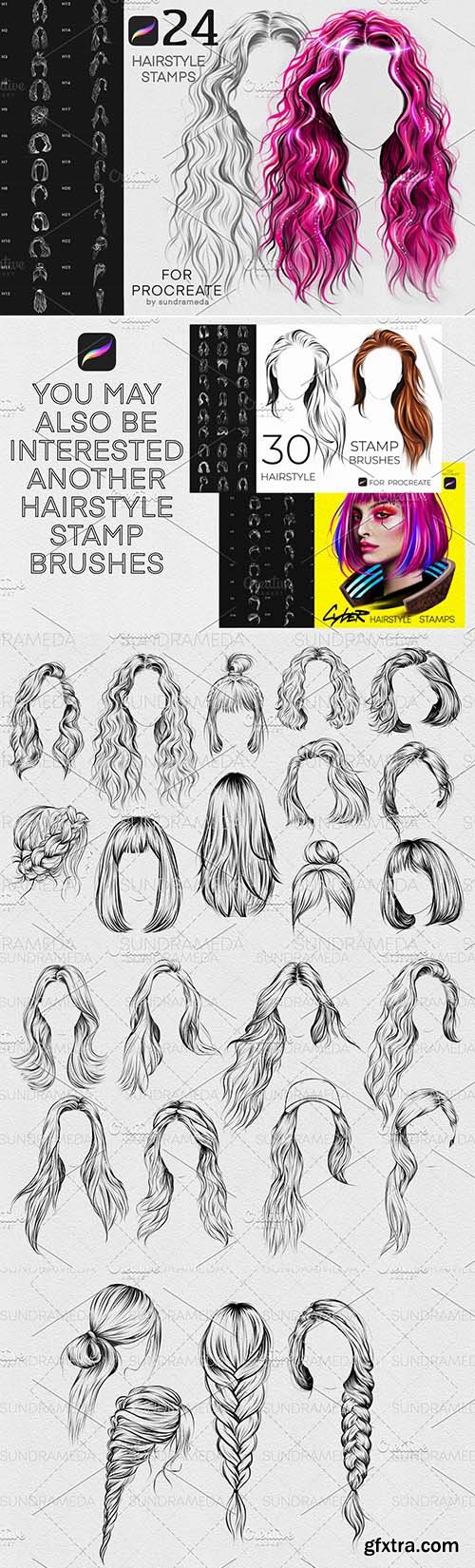 CreativeMarket - Hairstyle II Stamp Brushes Procreate 5927570