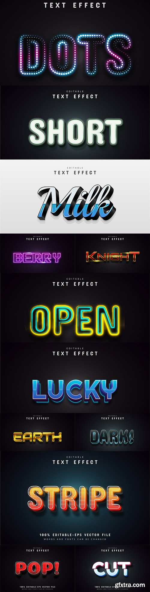 Editable font and 3d effect text design collection illustration 55
