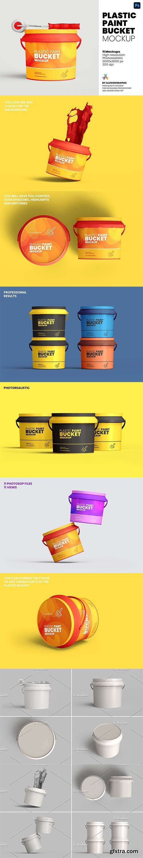 CreativeMarket - Plastic Paint Bucket Mockup 5976024