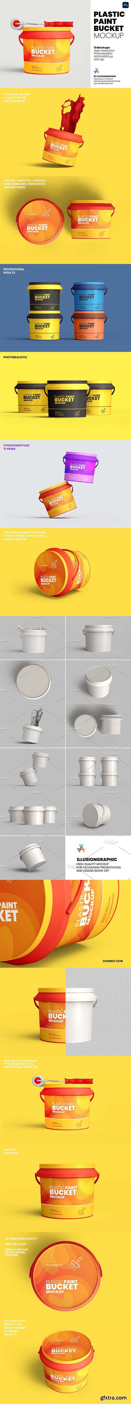 CreativeMarket - Plastic Paint Bucket Mockup 5976024