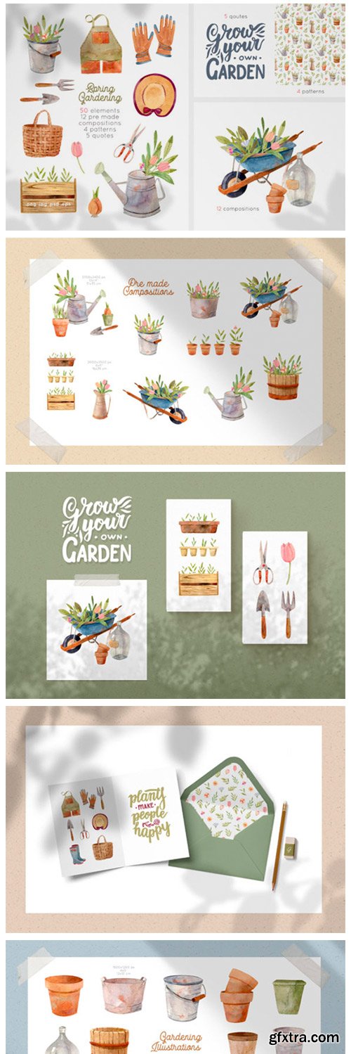 Gardening Tools Watercolor Collection 9701169