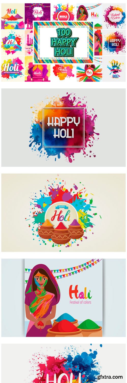 Happy Holi Festival Background Bundles 10126967