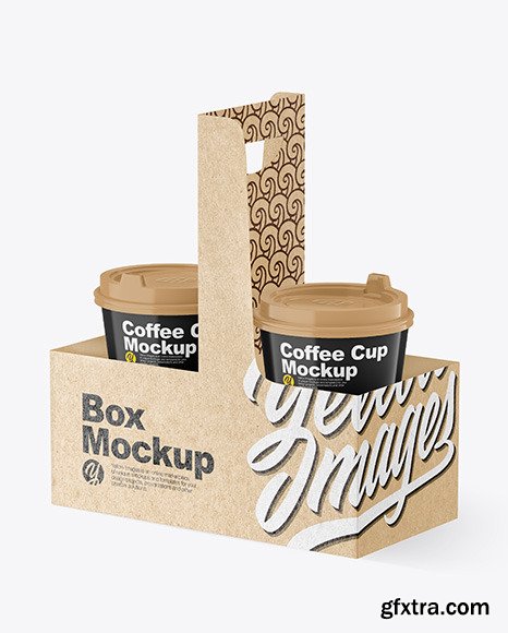 Glossy Coffee Cups in Kraft Paper Holder 79121