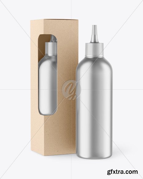 Metallic Bottle w/ Kraft Box Mockup 79159