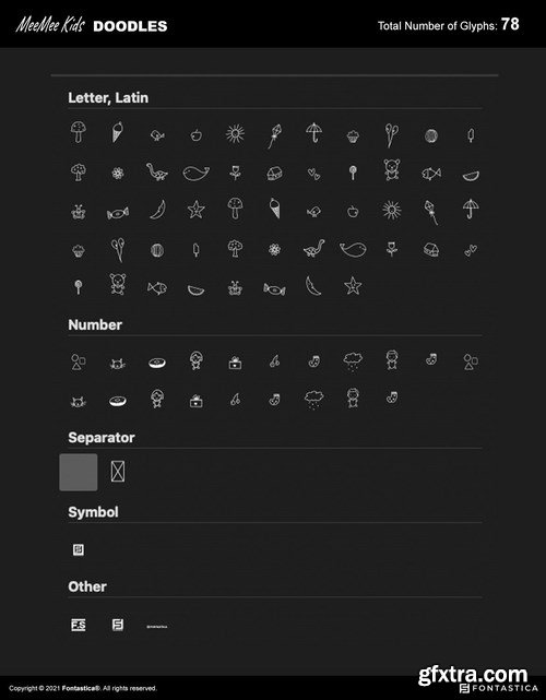 MeeMee Kids Doodles Icons & Lettering Font