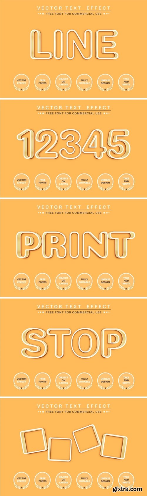 Yellow outline - editable text effect, font style