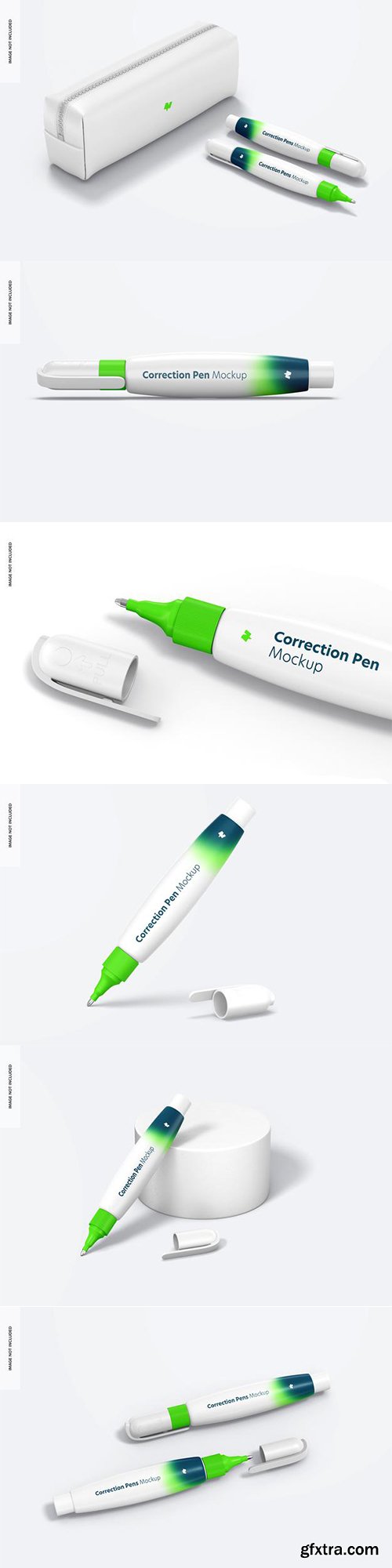 Correction pens with pencil case mockup