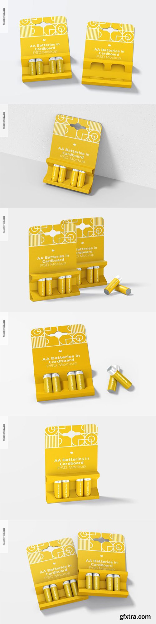 Aa batteries in cardboard mockup