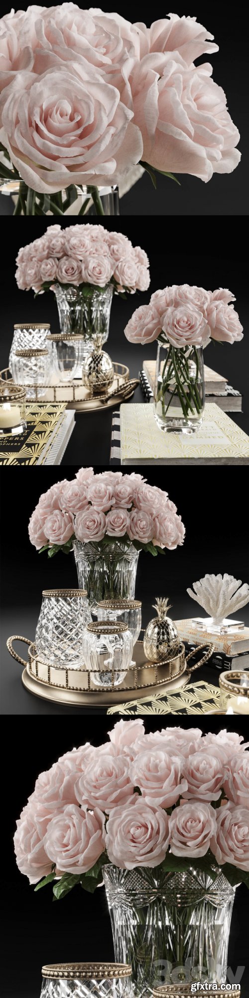 Rose and crystal vase decoration set 11