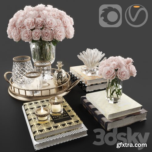 Rose and crystal vase decoration set 11