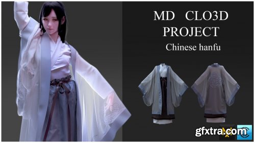 Chinese hanfu. Clo3d, Marvelous designer project