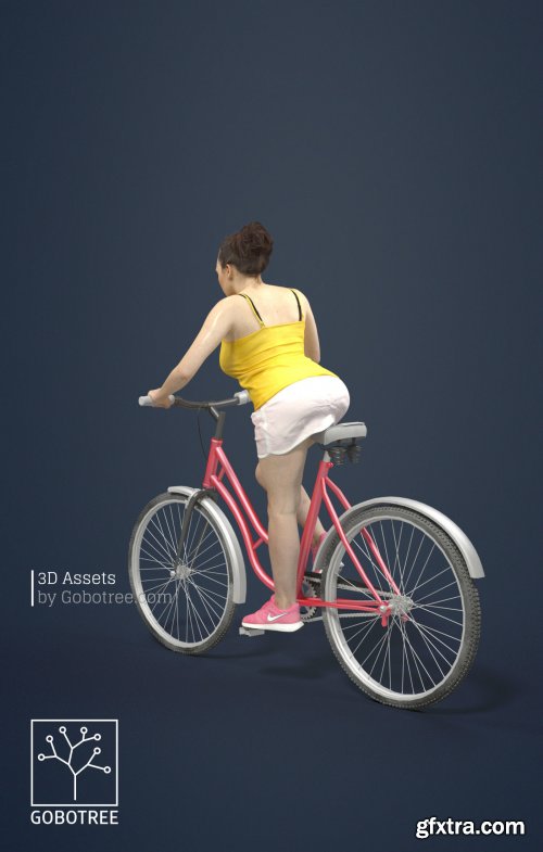 Dominica Female Model Riding A Bicycle 3D model