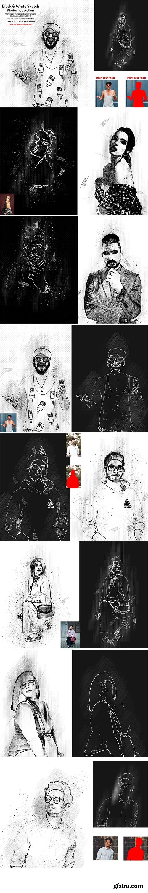 CreativeMarket - Black & White Sketch PS Action 5804649