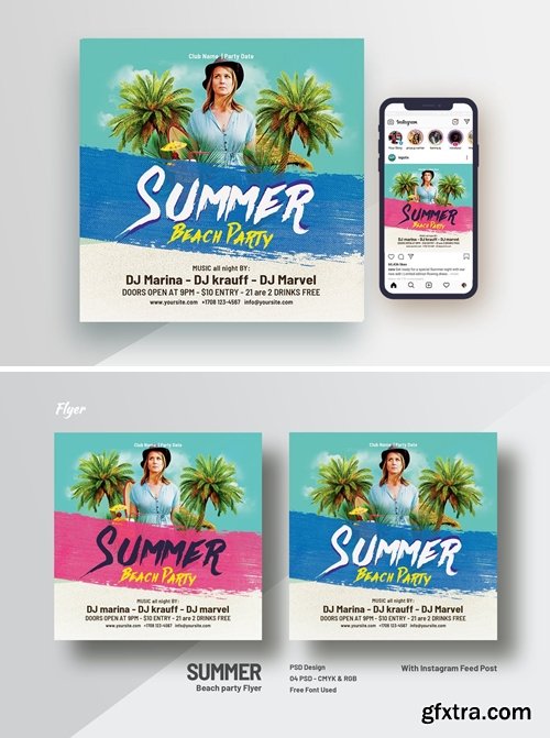 Summer Beach Party Square Flyer & Instagram Feeds