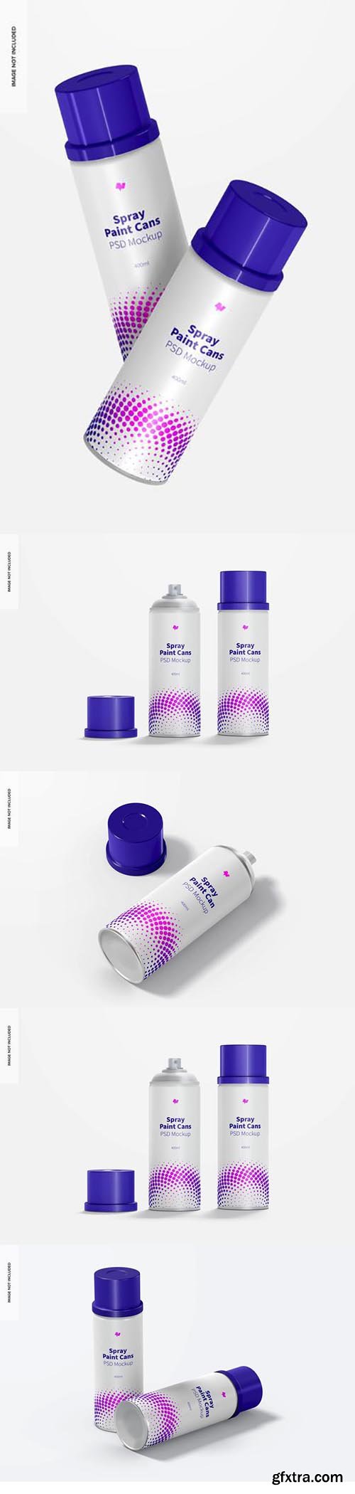 Spray paint cans psd mockup