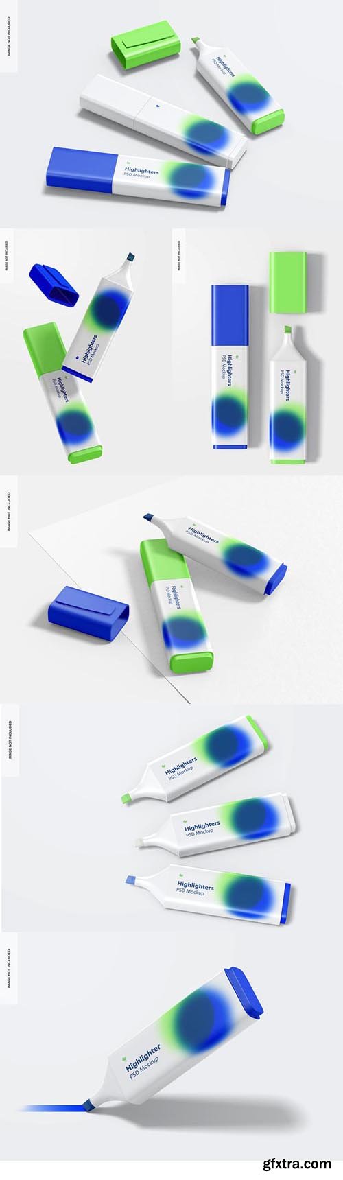 Highlighter pens set mockup