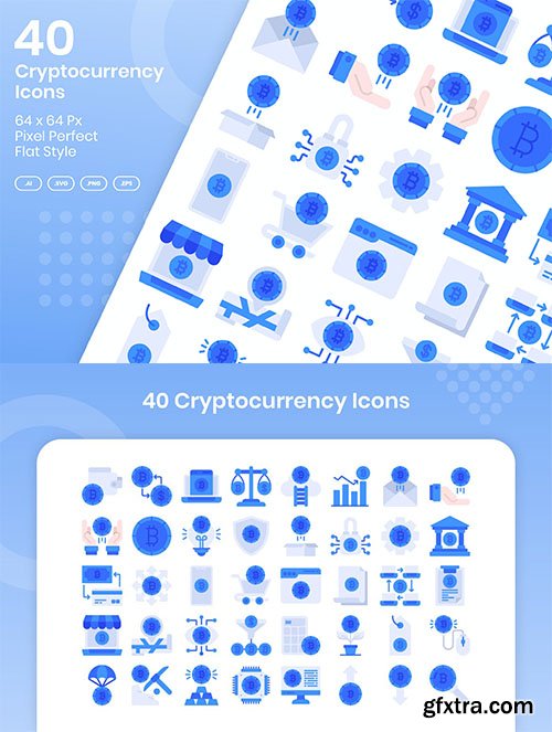 40 Cryptocurrency Icons Set - Flat