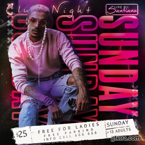 Night Club Sunday PSD Flyer Template