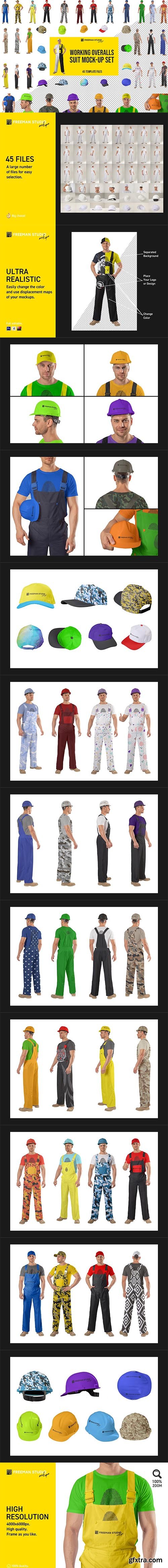 CreativeMarket - Working Overalls Suit Mock-Up Set 5995303