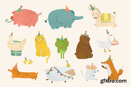 Animal party doodle design 