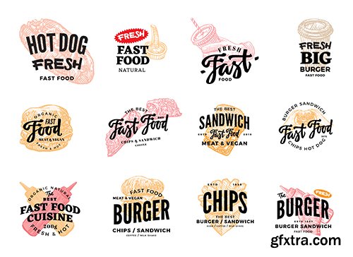 Fast food logotypes set