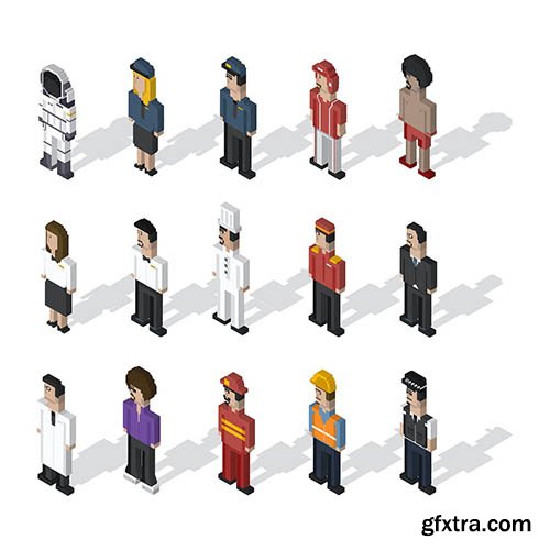 Pixel people illustration