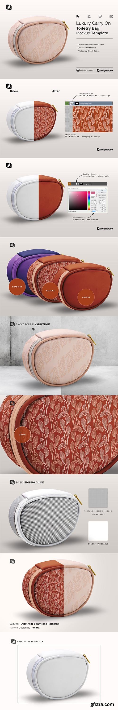 CreativeMarket - Luxury Carry On Toiletry Bag Mockup 5353515