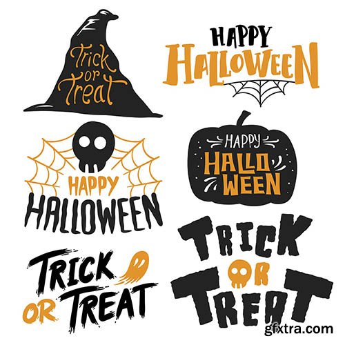 Set of Happy Halloween vectors 