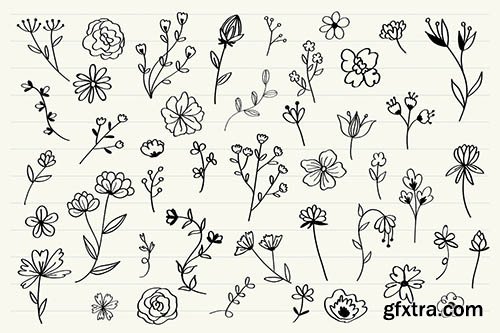 Various flowers doodle collection vector 