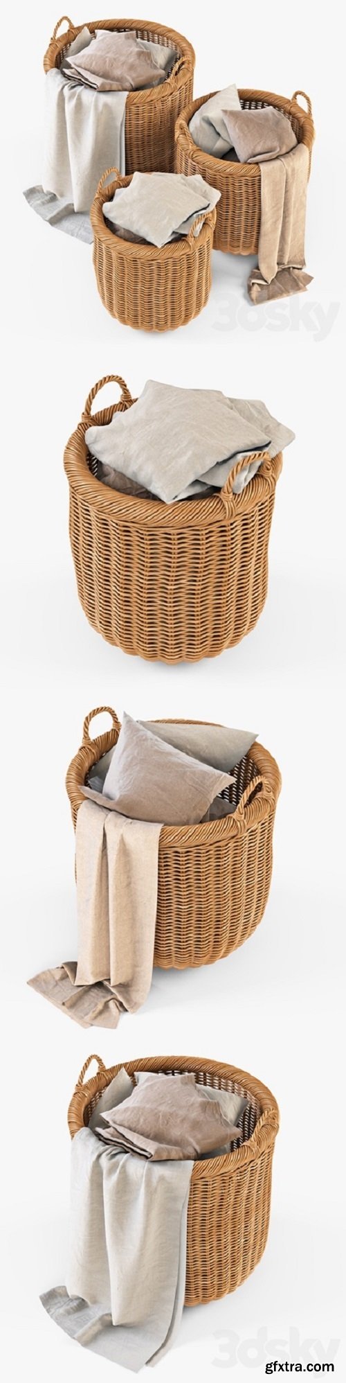 Basket with linen 007 Natural color