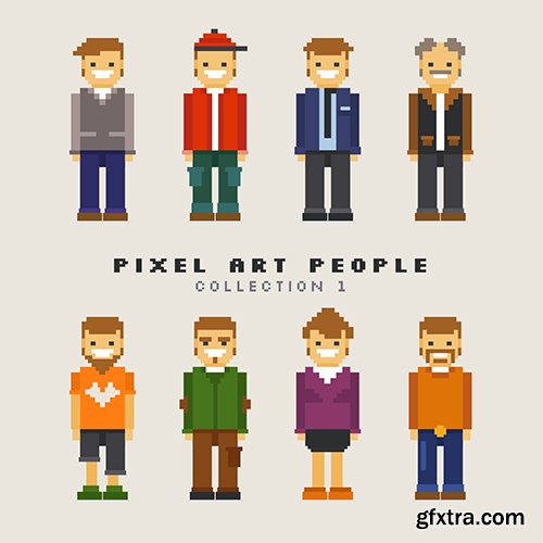 Assortment pixelated men