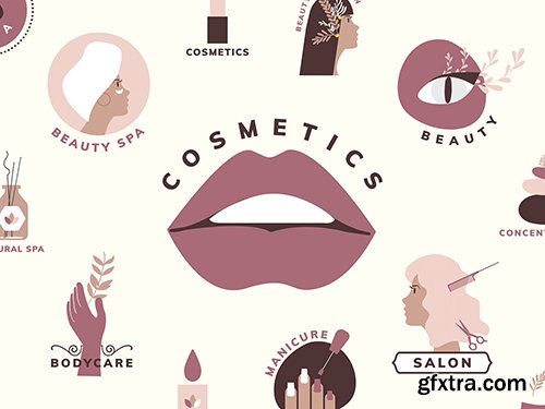 Set of beauty and cosmetics icons 