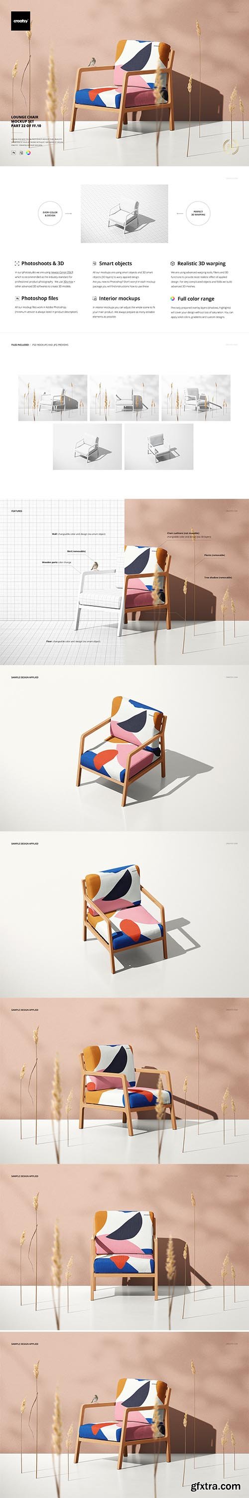 CreativeMarket - Lounge Chair Mockup Set (22FFv.10) 4559637